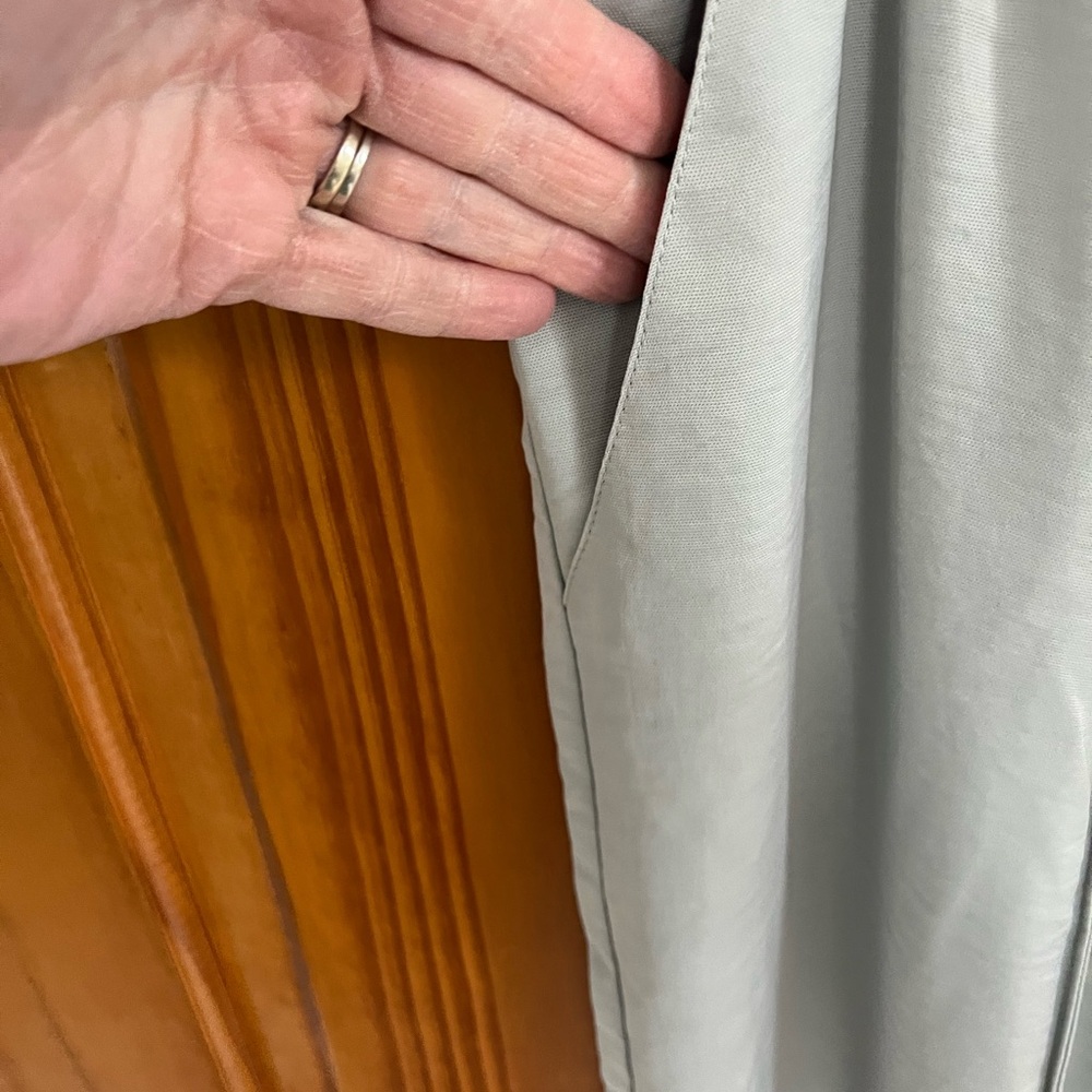 Satin Wide Leg Pull-On Pants in Light Gray XXL pockets Flowy Dressy Office - Picture 5 of 8